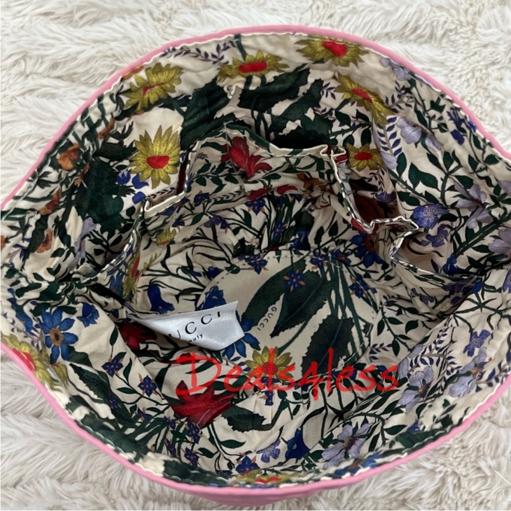 Gucci Pouch Drawstring Bag Cosmetic Pouch Travel Case Purse Lined Floral NEW - Picture 8 of 12